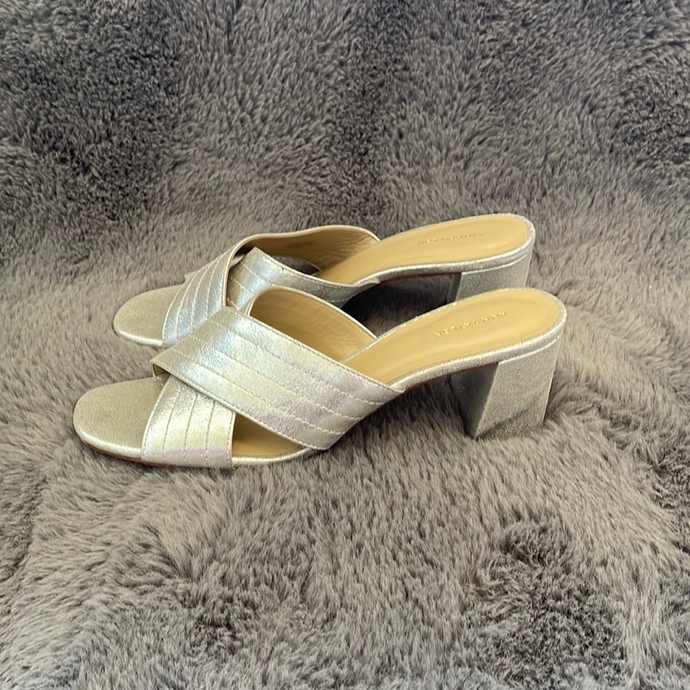 Ann Taylor Metallic Silver Block Heels